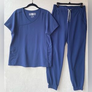 Wonderwink Renew Women’s Navy Blue Scrub Set Top M Pants S Nurse Medical Uniform